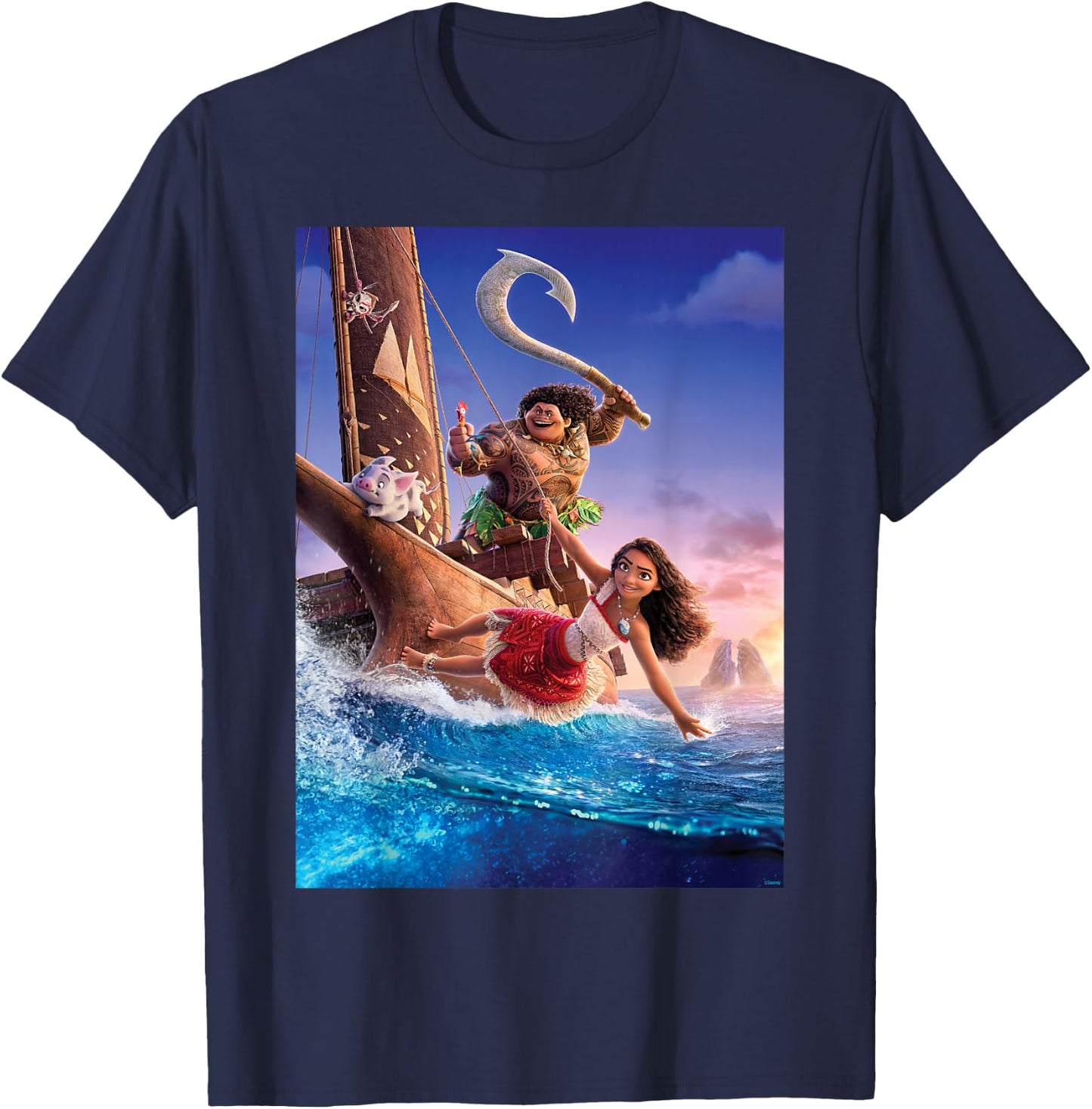 Disney Moana 2 Ocean Adventure Official Movie Teaser Poster T-Shirt - T-Shirt | Navy