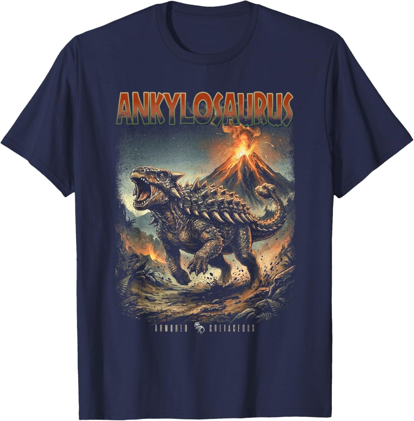 Vintage Ankylosaurus 90s Bootleg Dinosaur Prehistoric Dino T-Shirt - T-Shirt | Navy