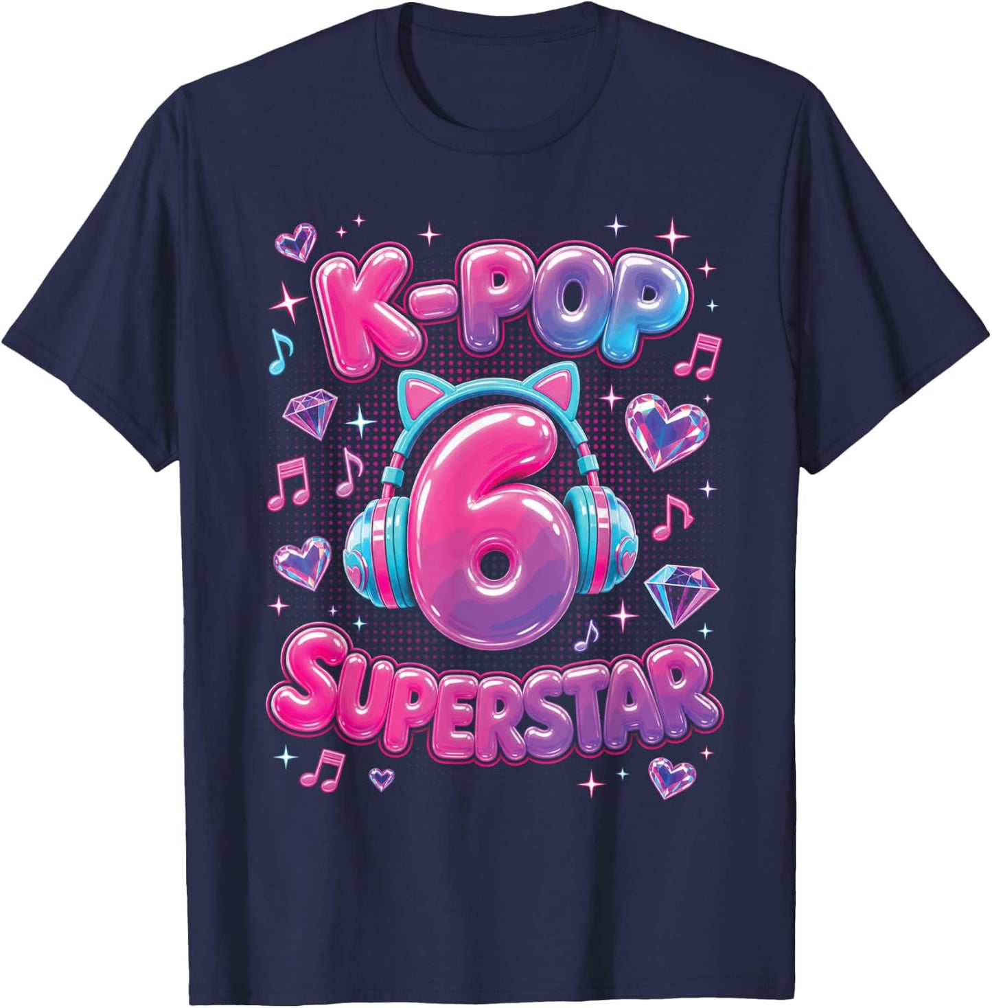 K-Pop 6th Birthday Girls 6 Year Old Girl T-Shirt - T-Shirt | Navy