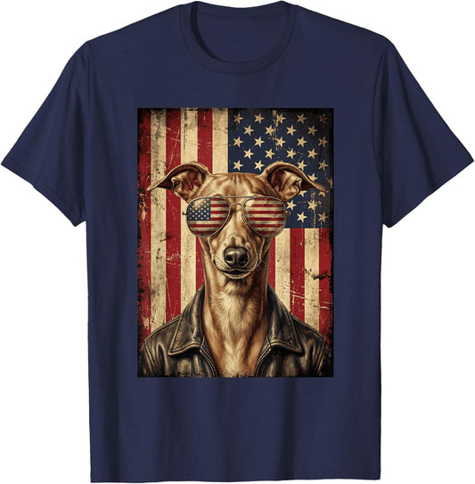 American Flag Italian Greyhound Patriotic Dog Owner T-Shirt - T-Shirt | Navy