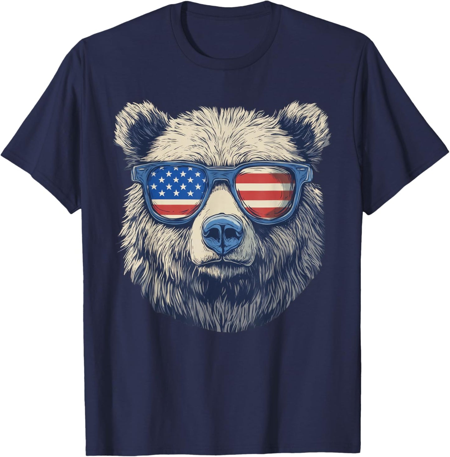 Bear Sunglasses American Flag 4th Of July T-Shirt - T-Shirt | Navy