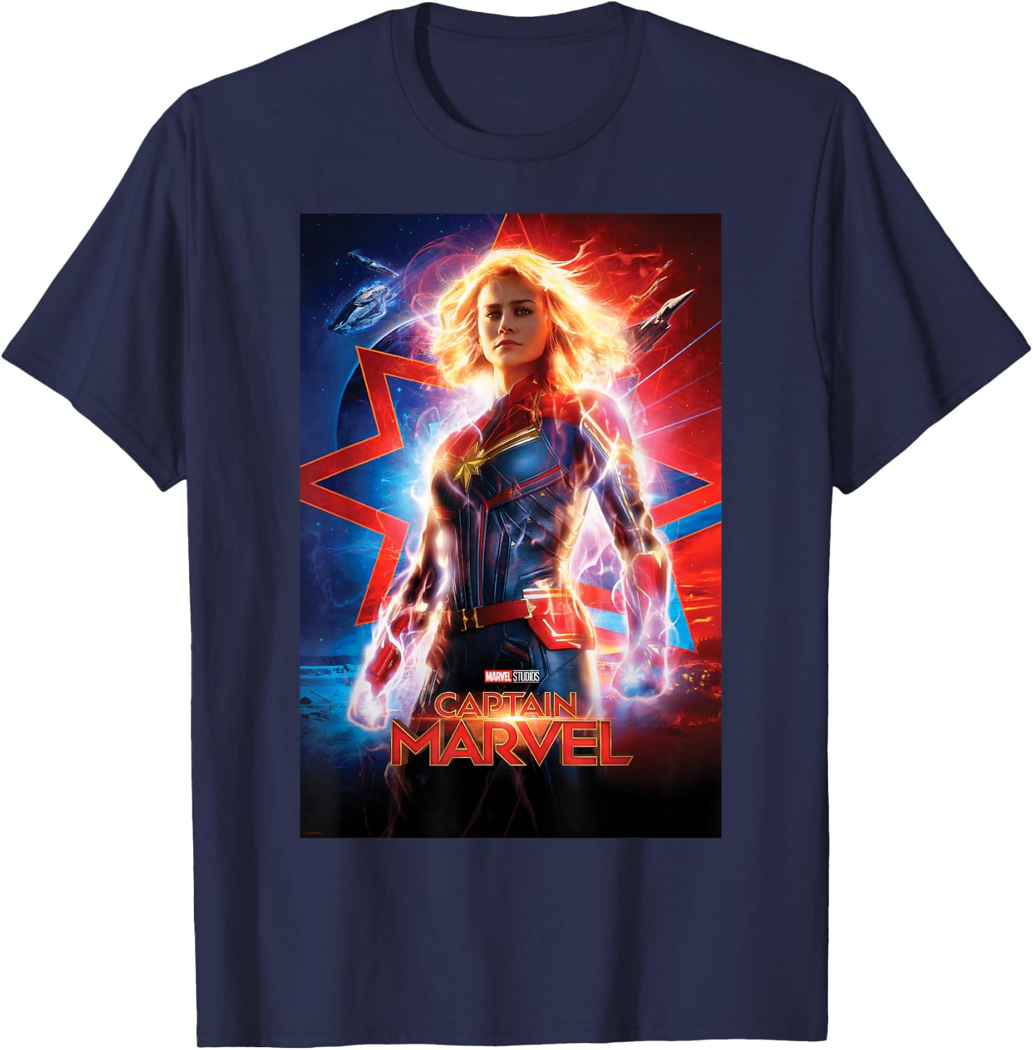 Marvel Captain Marvel Suited Up Poster T-Shirt - T-Shirt | Navy