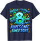 New Comic Style Birthday Gifts 2025 For Boys 8th Birthday Boy -Kids Black Small Cotton 70%, Polyester 30% Short Sleeve T-Shirt - T-Shirt | Navy