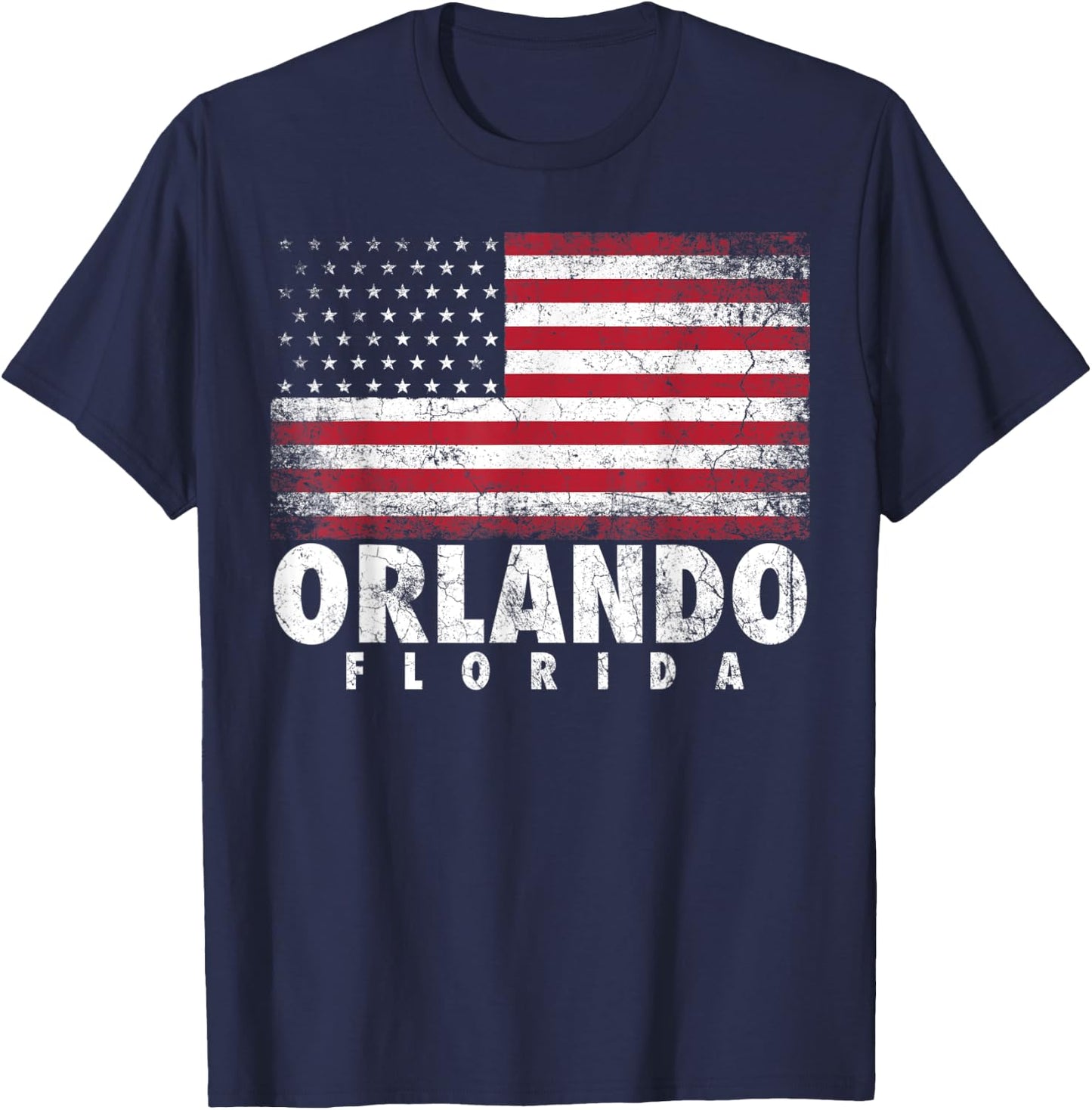 4th of July Gift Women Orlando Florida American Flag T-Shirt - T-Shirt | Navy