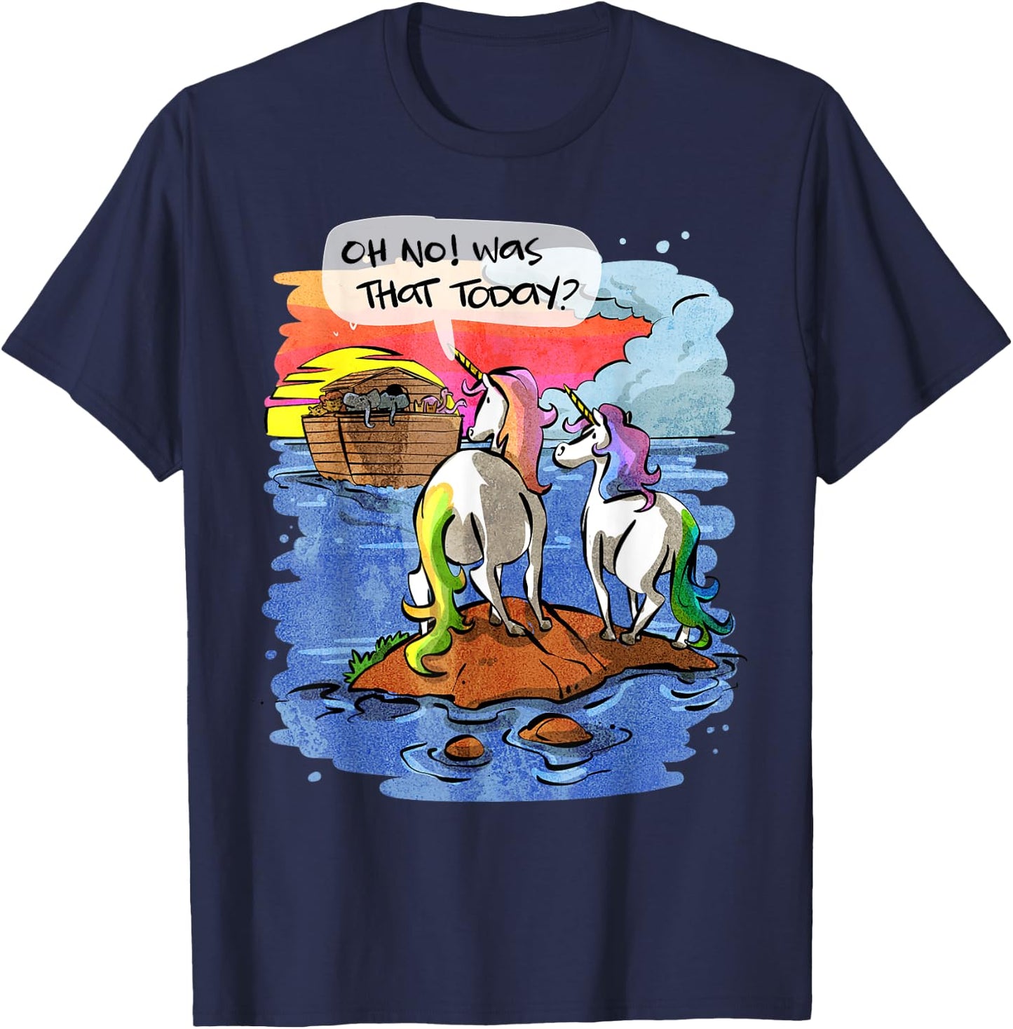 Noah Guy Unicorn Noahs Ark Gift Girls And Adults T-Shirt - T-Shirt | Navy