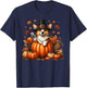 Autumn Pumpkin Fall Corgi Thanksgiving Kids T-Shirt - T-Shirt | Navy