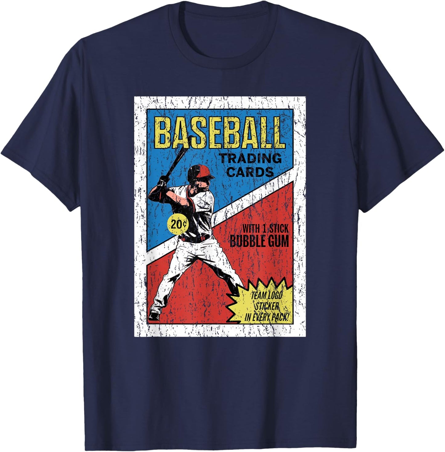 Retro Baseball Card Wrapper (Distressed) T-Shirt - T-Shirt | Navy