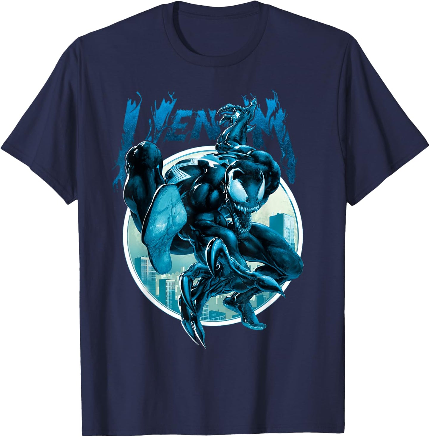 Marvel Venom Deep Blue Circle Logo Graphic T-Shirt - T-Shirt | Navy