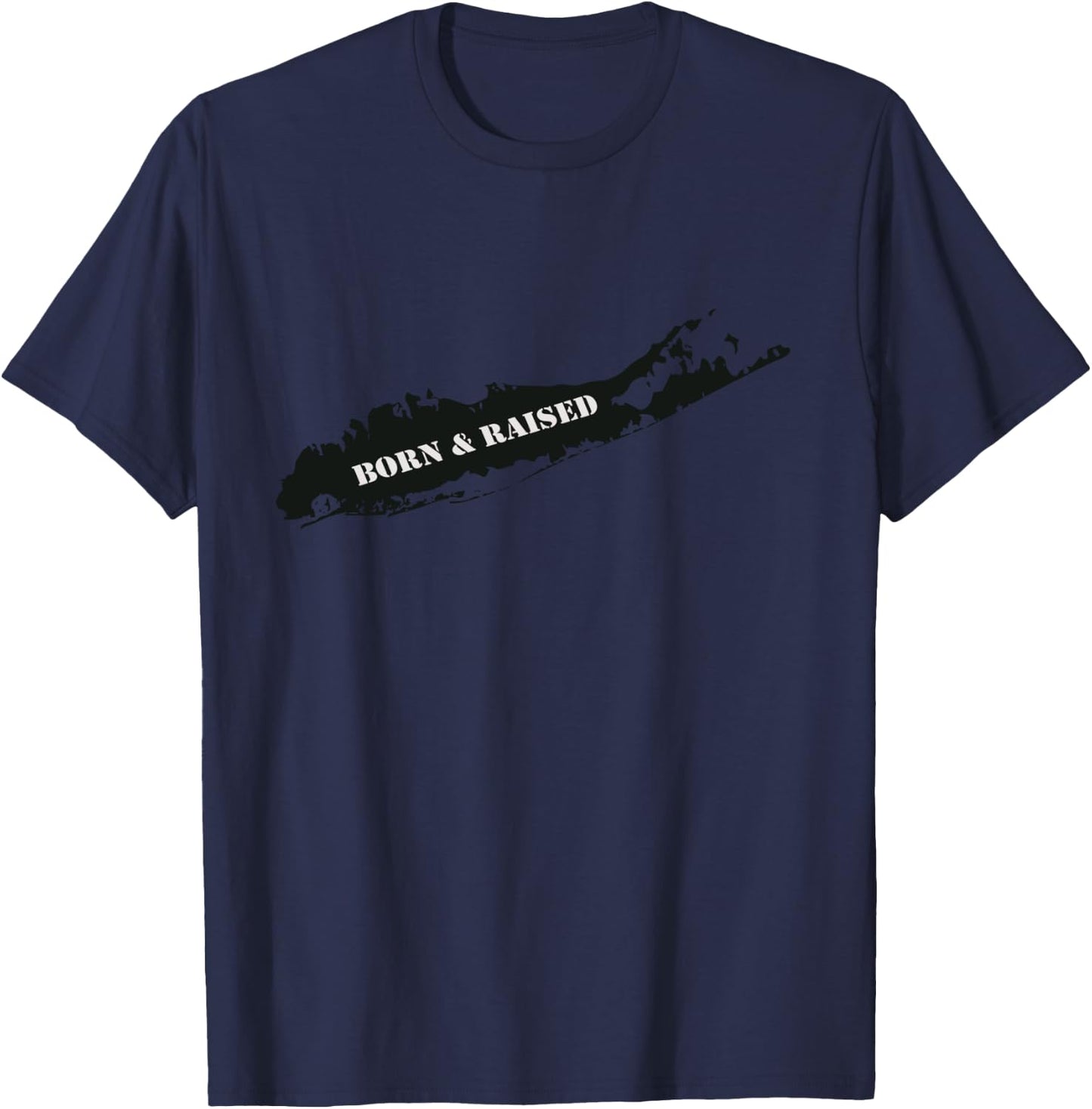 Born and Raised Long Island Home Map Long Sleeved T-Shirt - T-Shirt | Navy
