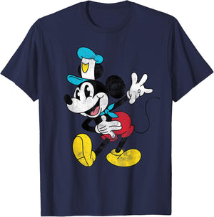Disney Cruise Captain Mickey Mouse Distressed Retro Vintage T-Shirt - T-Shirt | Navy