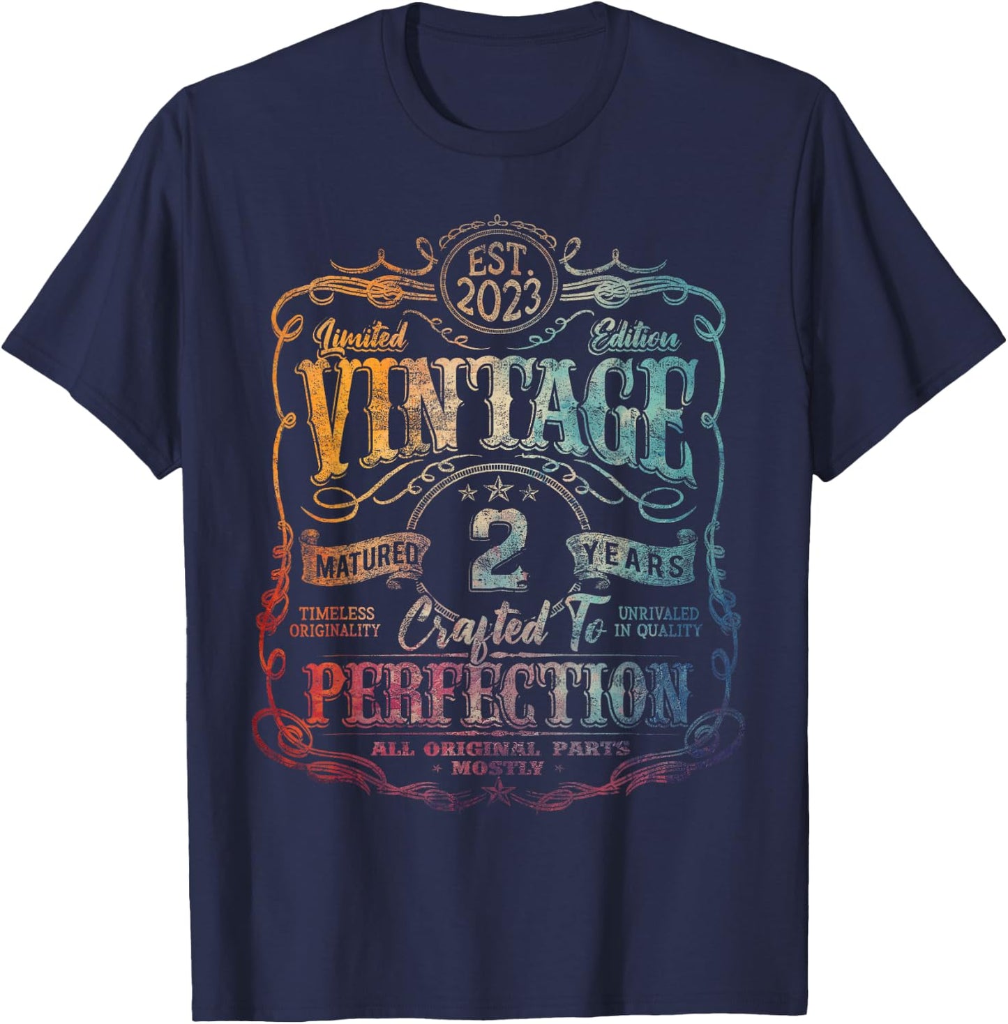 Vintage 2023 Limited Edition Shirt 2 year old 2nd Birthday T-Shirt - T-Shirt | Navy