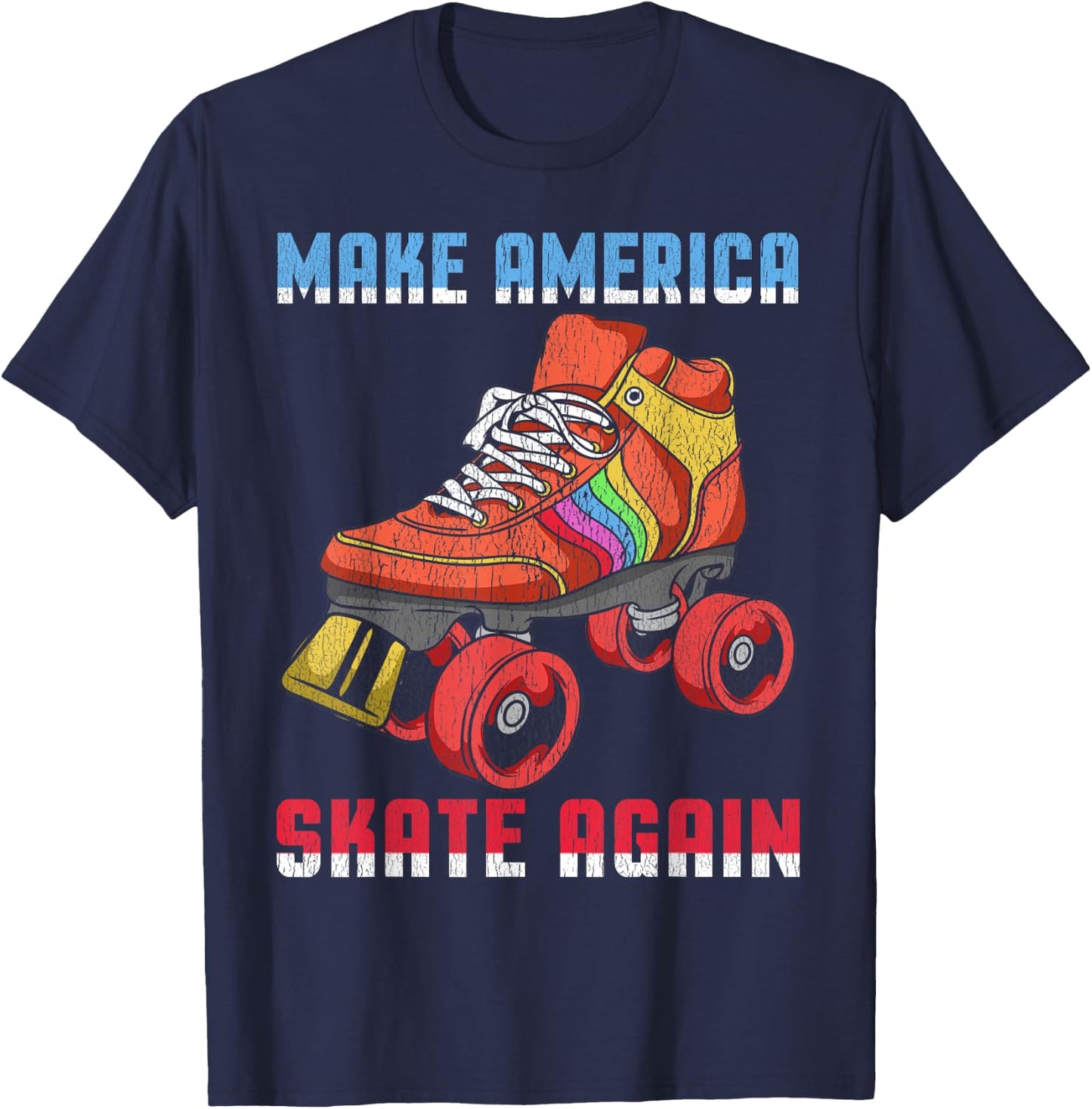 80's Rollerskates T Shirt Vintage Roller Skating Disco T-Shirt - T-Shirt | Navy