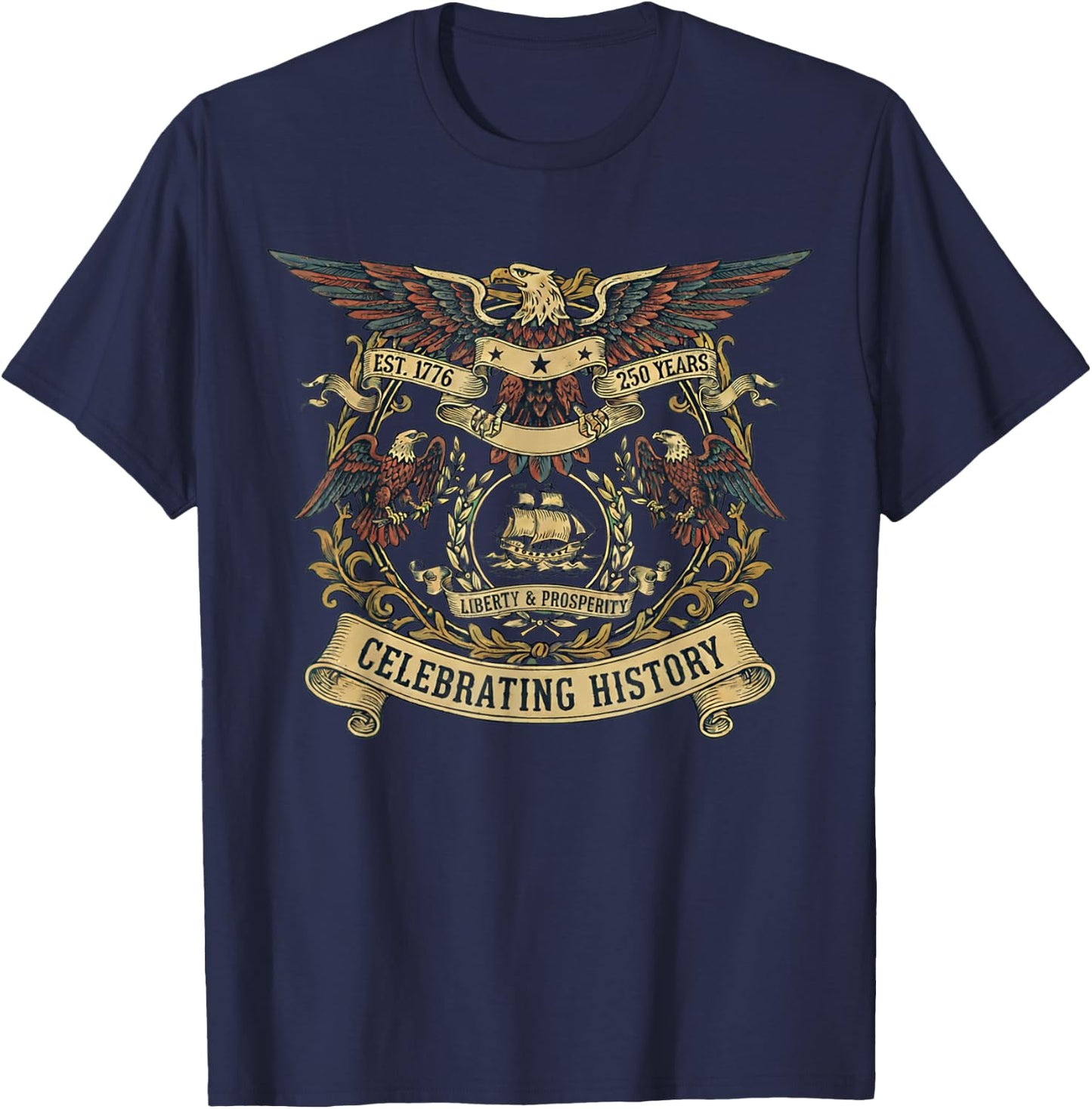 250th Anniversary USA 250 Years American Patriotic 4th July T-Shirt - T-Shirt | Navy