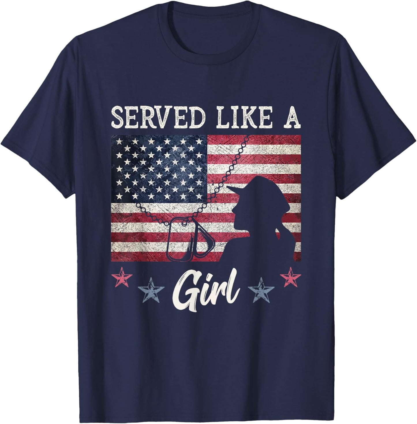 Served Like A Girl Female Veterans Day Gift T-Shirt - T-Shirt | Navy