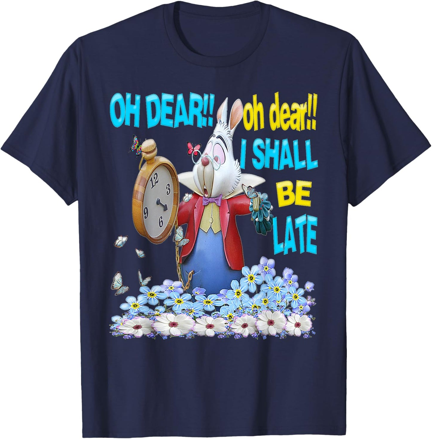 White Rabbit-Men Women kids Alice in Wonderland T Shirt T-Shirt - T-Shirt | Navy
