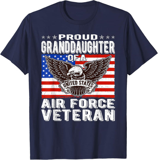 Proud Granddaughter of A US Air Force Veteran Military Gifts T-Shirt - T-Shirt | Navy