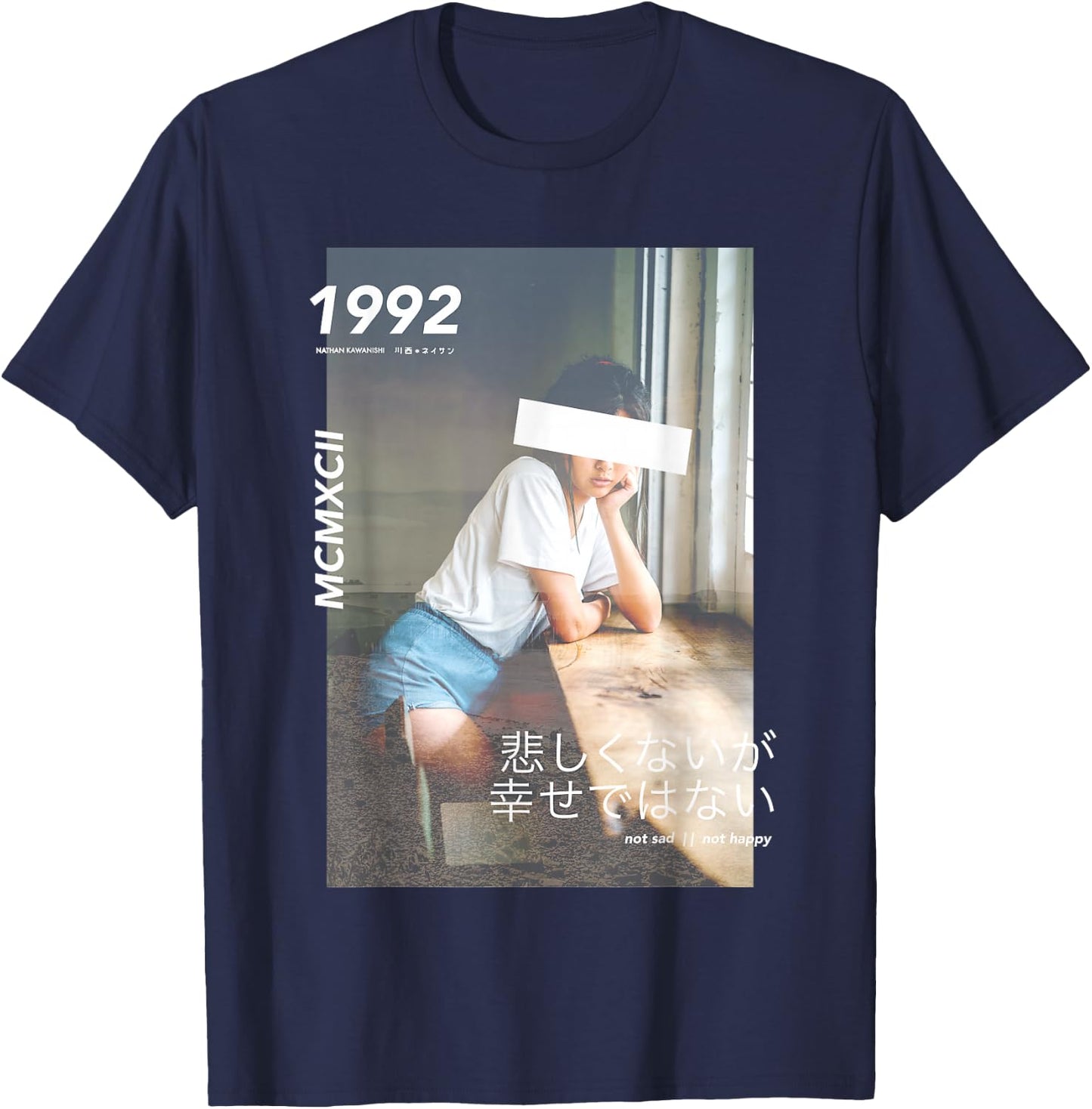 Aesthetic Japanese Vintage Streetwear Fashion Graphic T-Shirt - T-Shirt | Navy