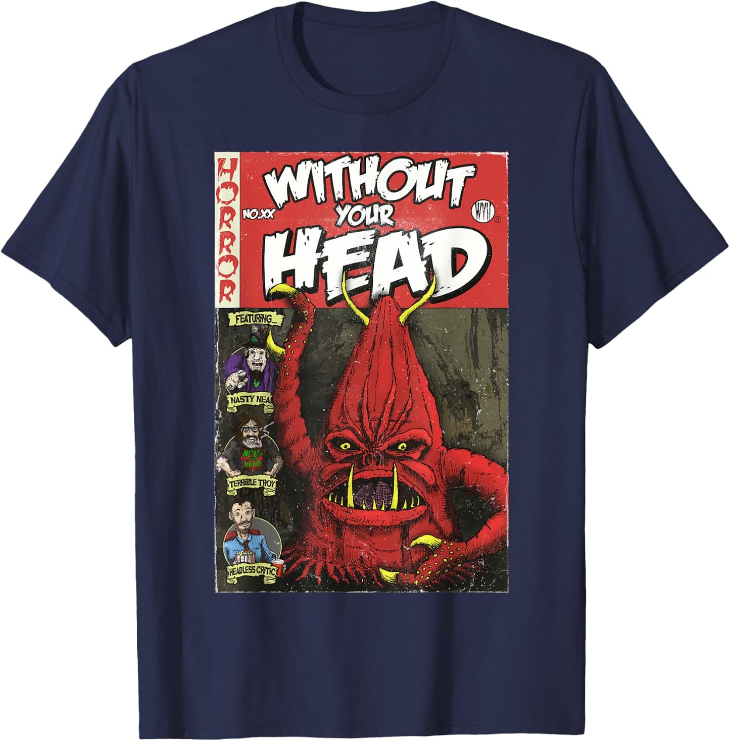Vintage Comic Book B-Movie Monster T-Shirt - T-Shirt | Navy