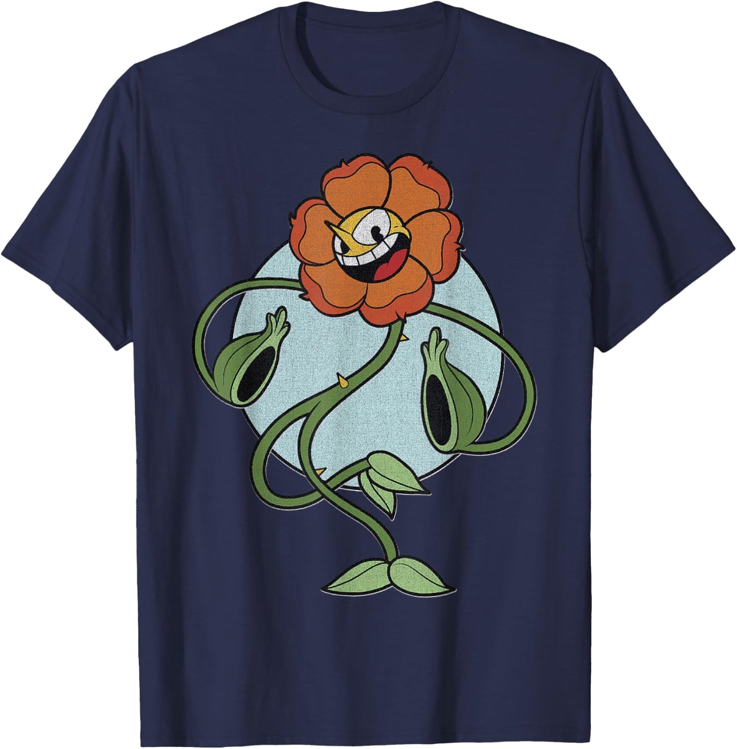 Cuphead Cagney Flower Pose T-Shirt - T-Shirt | Navy