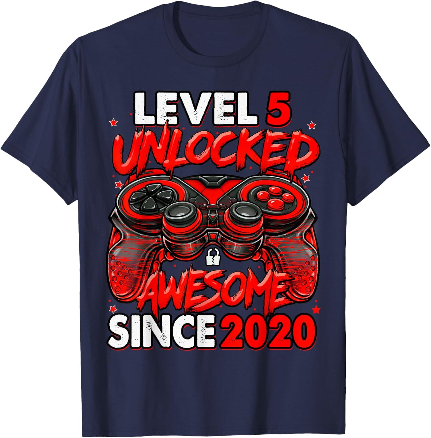 Level 5 Unlocked Awesome Since 2020 5th Birthday Gaming T-Shirt - T-Shirt | Navy