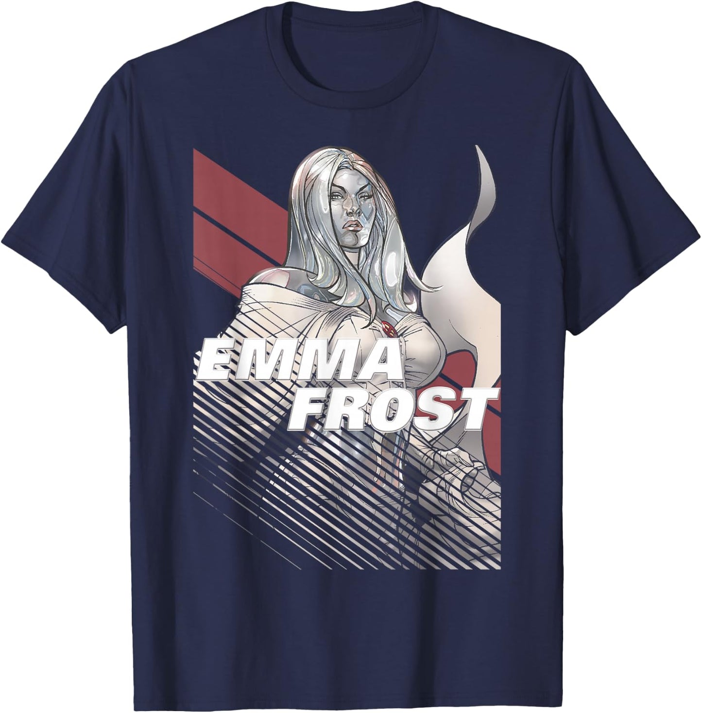 Marvel X-Men Emma Frost Moto-Stripe Fadeout Graphic T-Shirt - T-Shirt | Navy