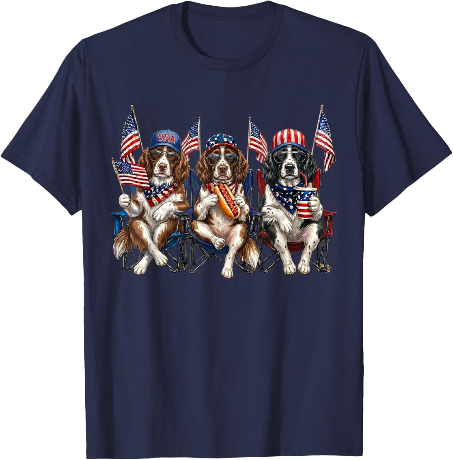 250 Years of Freedom English Springer Spaniel Dog 1776-2026 T-Shirt - T-Shirt | Navy
