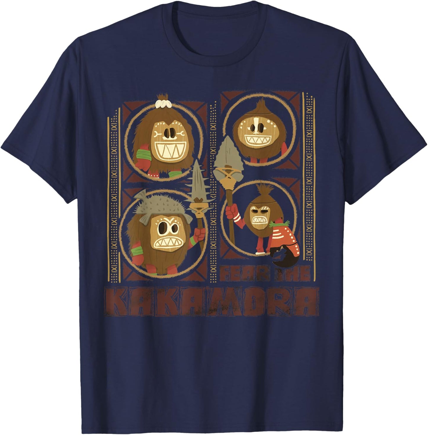 Disney Moana Fear the Kakamora Tiki Style Group Portrait T-Shirt - T-Shirt | Navy
