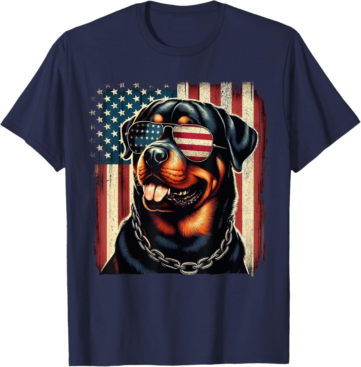 Rottweiler 4th of July American Flag Rottweiler Men T-Shirt - T-Shirt | Navy