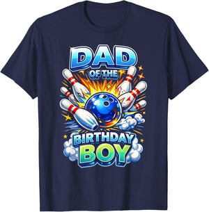 Dad of the Birthday Boy Bowling Birthday Party Supplies T-Shirt - T-Shirt | Navy