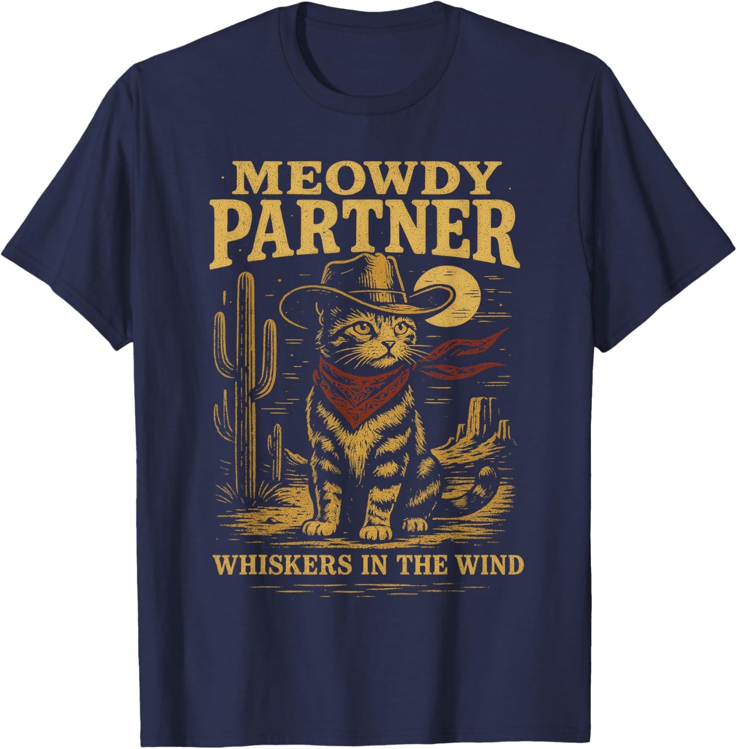 Meowdy Partner Cowboy Cat Vintage T-Shirt - T-Shirt | Navy
