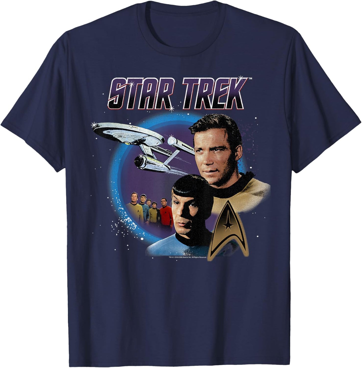 Star Trek Original Series Vintage Enterprise T-Shirt - T-Shirt | Navy