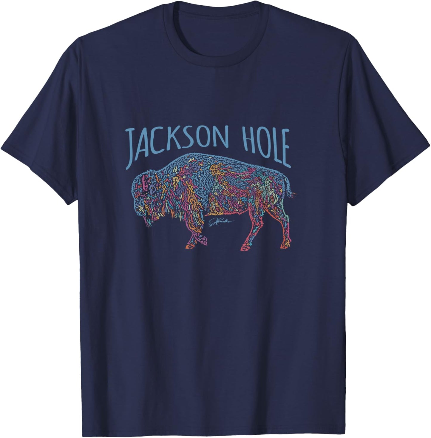 JCombs: Jackson Hole, Wyoming, American Bison T-Shirt - T-Shirt | Navy