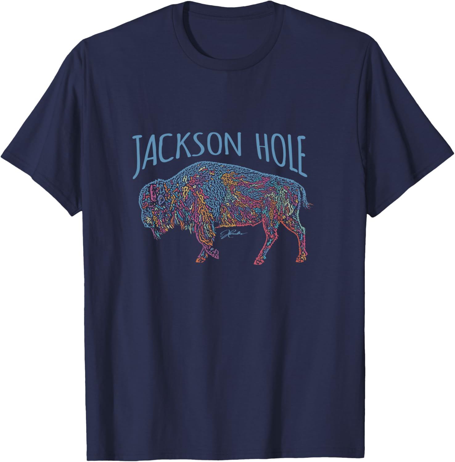 JCombs: Jackson Hole, Wyoming, American Bison T-Shirt - T-Shirt | Navy