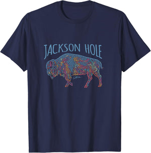 JCombs: Jackson Hole, Wyoming, American Bison T-Shirt - T-Shirt | Navy