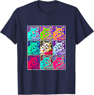 Long Hair Chihuahua Colorful T-Shirt - T-Shirt | Navy