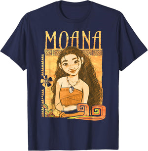 Disney Moana Artistic Tribal Island Smile Framed Portrait T-Shirt - T-Shirt | Navy
