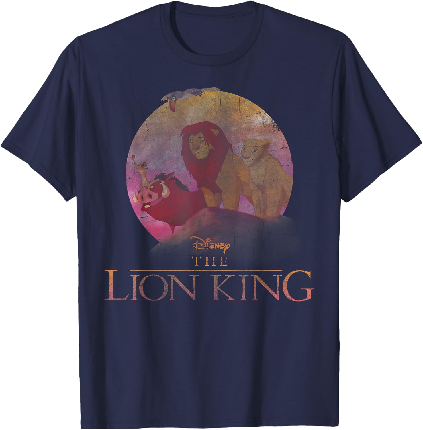 Disney The Lion King Pride Rock Group Shot Distressed T-Shirt - T-Shirt | Navy