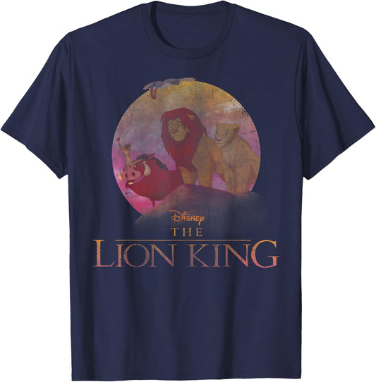 Disney The Lion King Pride Rock Group Shot Distressed T-Shirt - T-Shirt | Navy