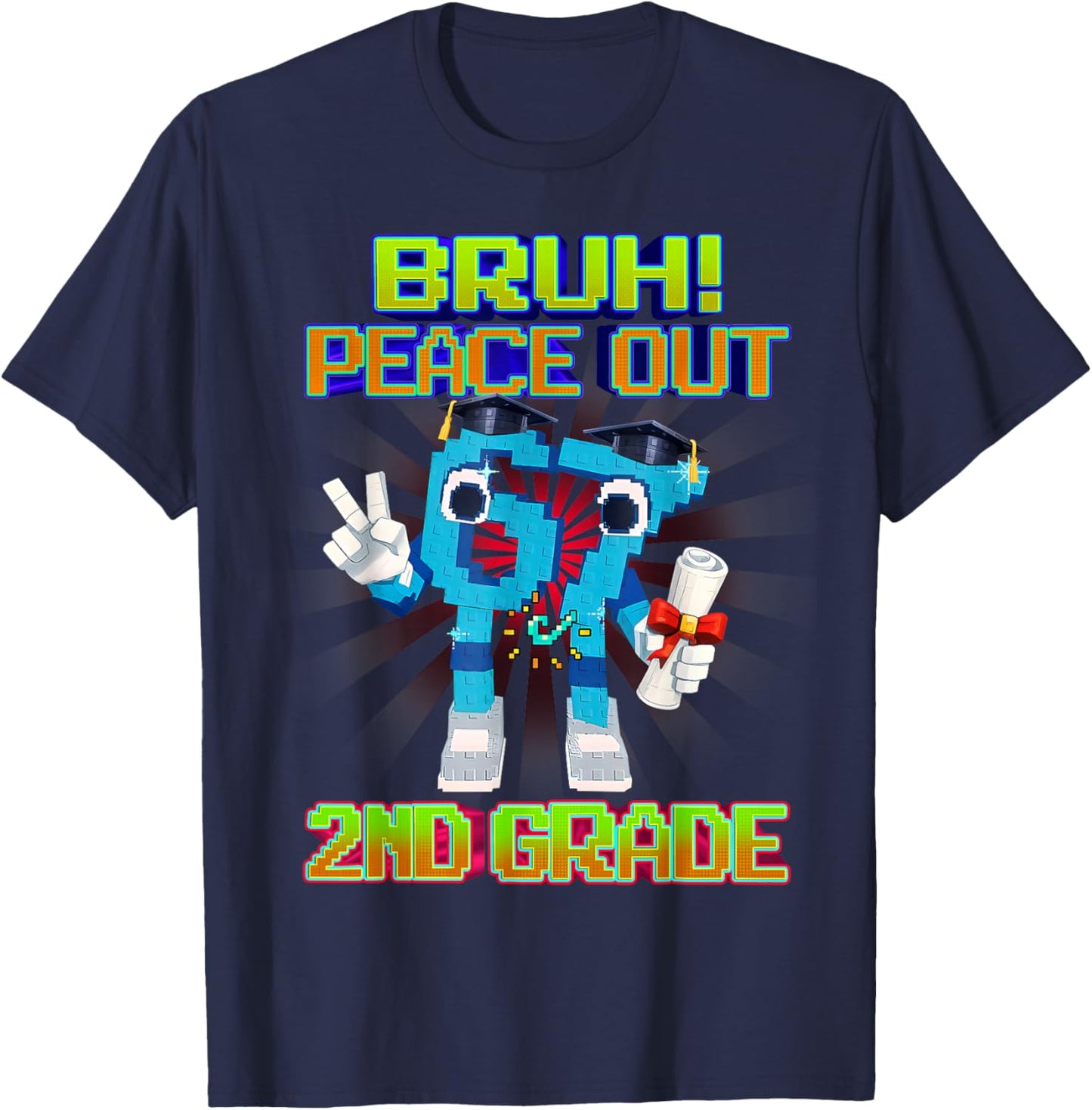 Last Day of School Bruh Peace Out 2nd Grade Six Seven 67 T-Shirt - T-Shirt | Navy
