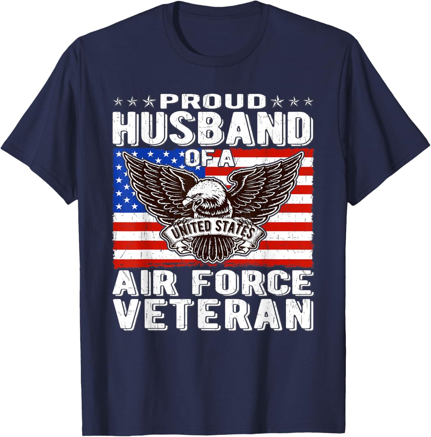 Proud Husband Of Air Force Veteran Patriotic Military Spouse T-Shirt - T-Shirt | Navy