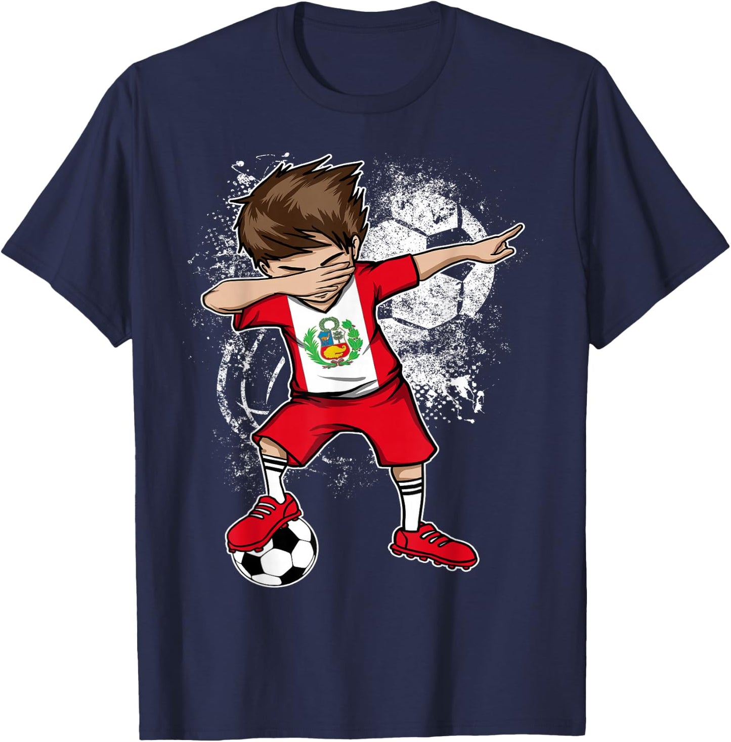 Dabbing Boy Peru Soccer Shirt Jersey Peruvian Football T-Shirt - T-Shirt | Navy