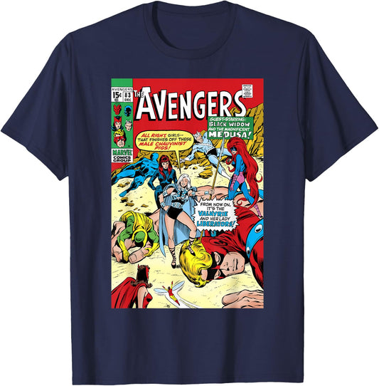 Marvel Valkyrie And Her Lady Liberators Comic Cover T-Shirt - T-Shirt | Navy