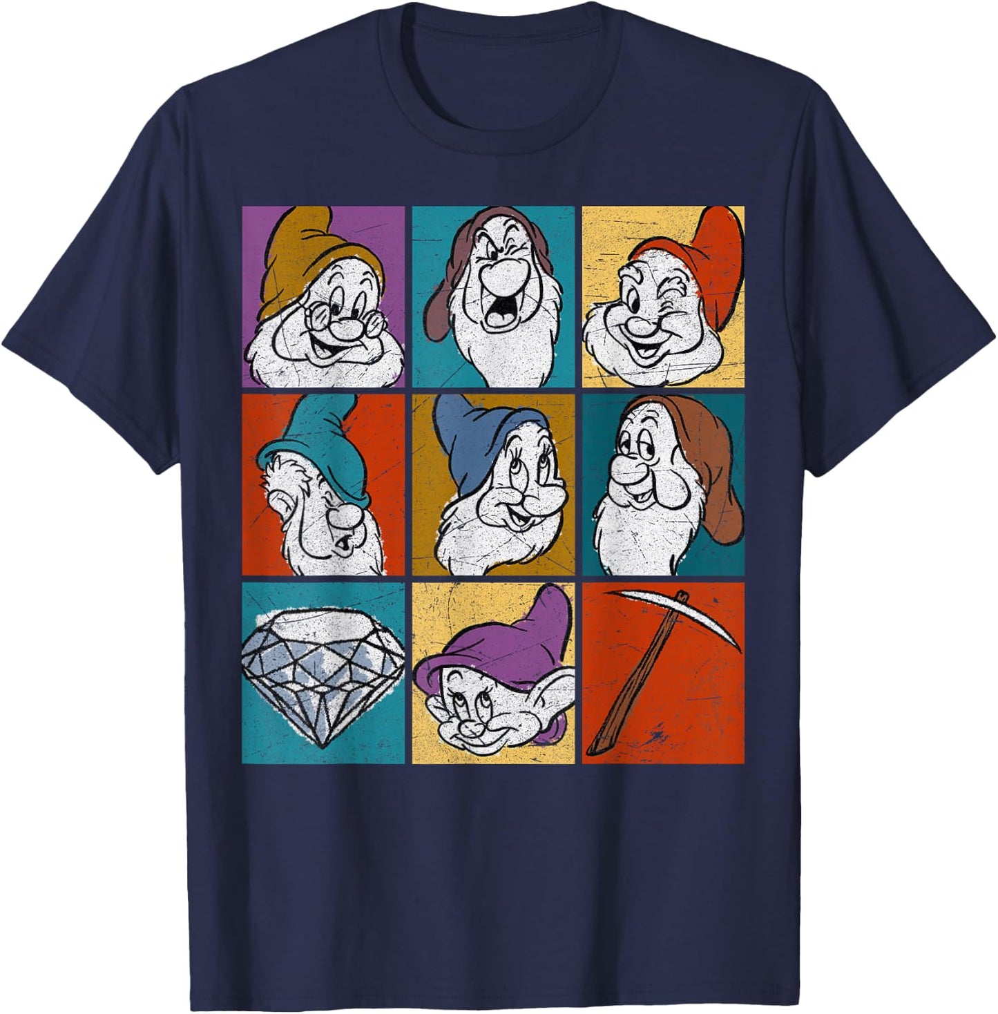 Disney Snow White Seven Dwarfs Panel Portraits T-Shirt - T-Shirt | Navy