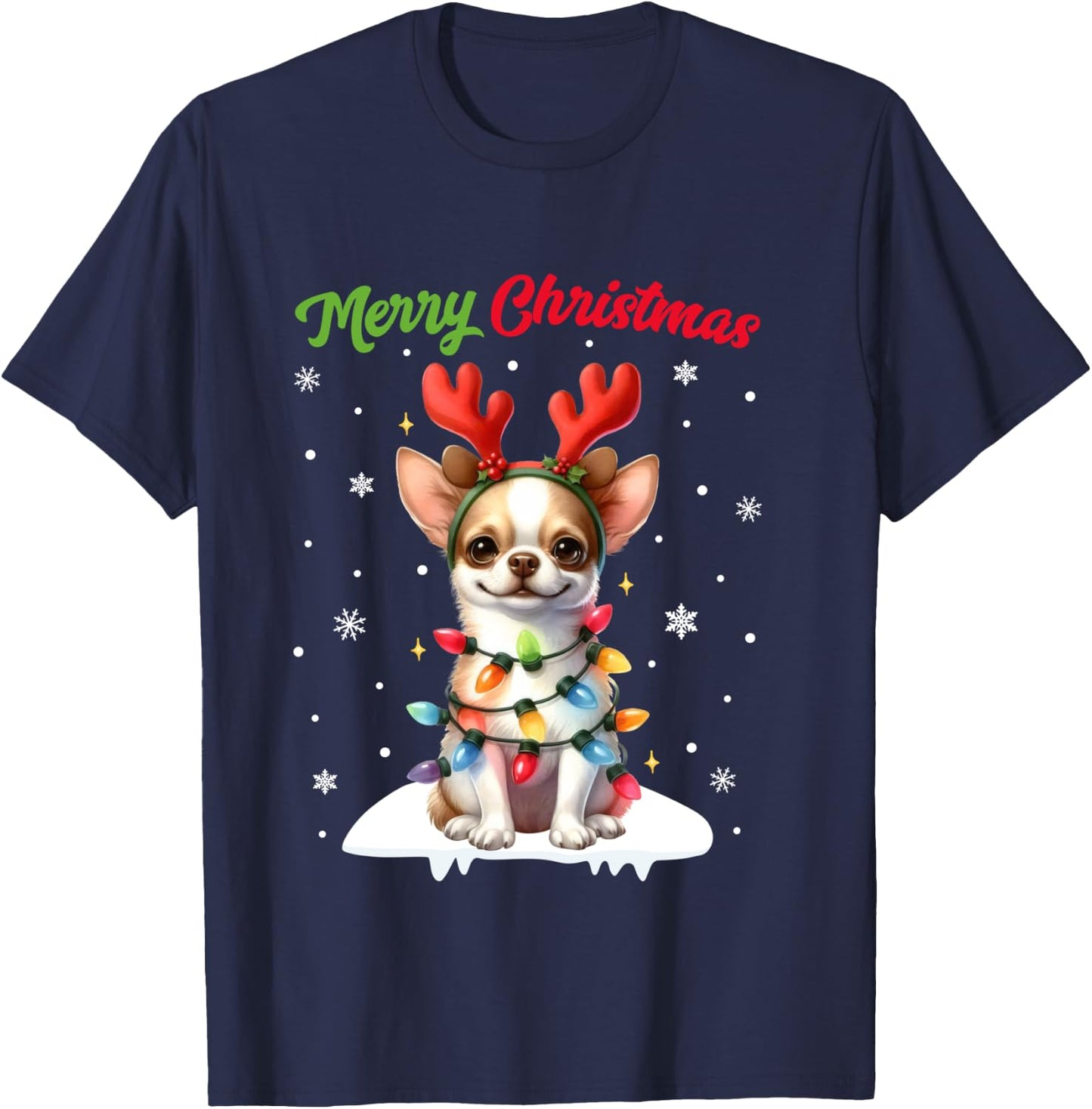 Christmas Pajamas Men Women Kids Christmas Chihuahua Dog T-Shirt - T-Shirt | Navy