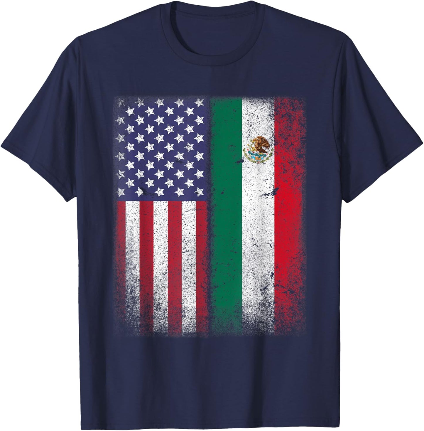 Mexican American Flag Mexico USA Mexicana Mexicano T-Shirt - T-Shirt | Navy
