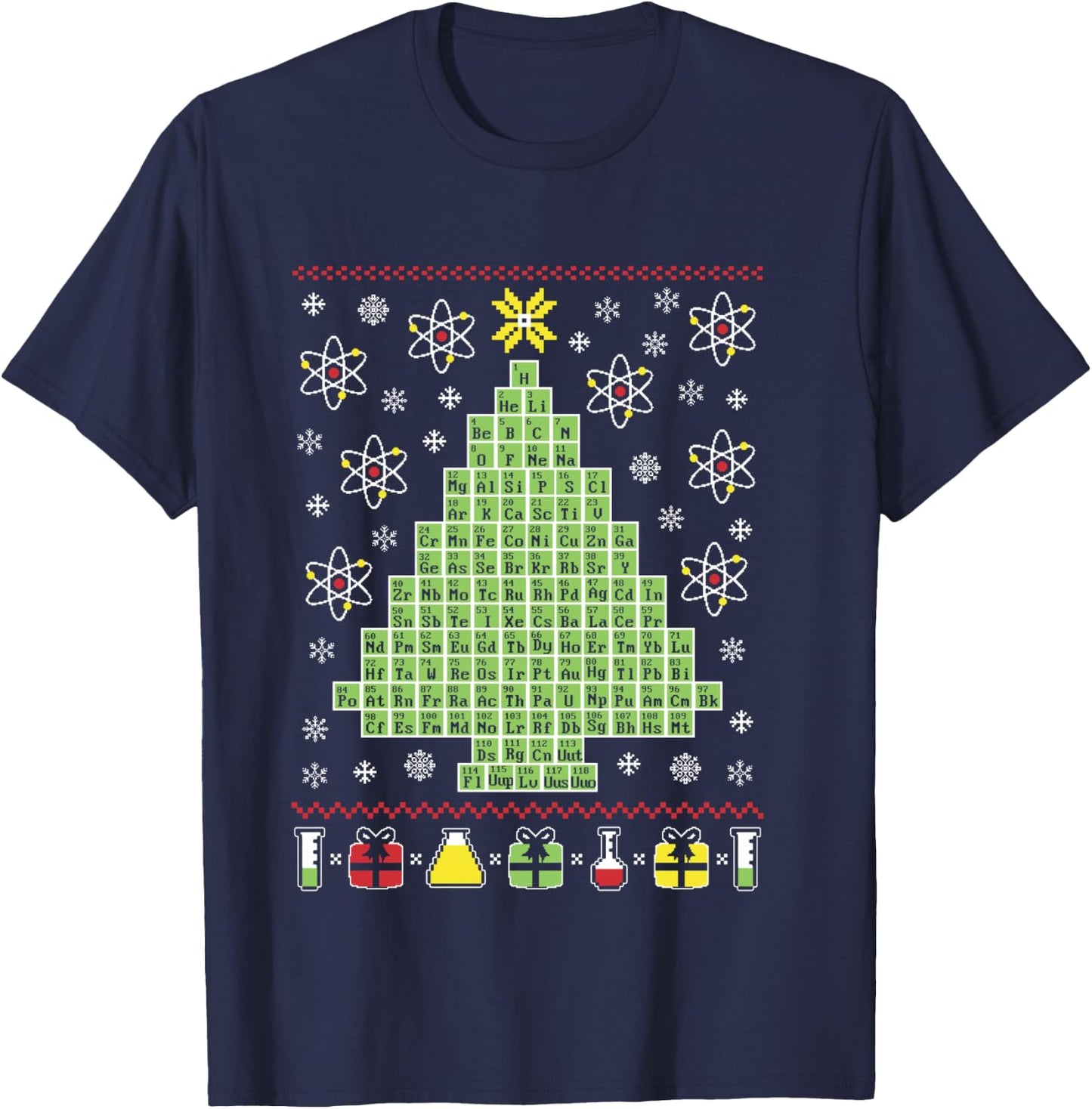 Chemistry Periodic Table Science - Ugly Christmas Sweater T-Shirt - T-Shirt | Navy