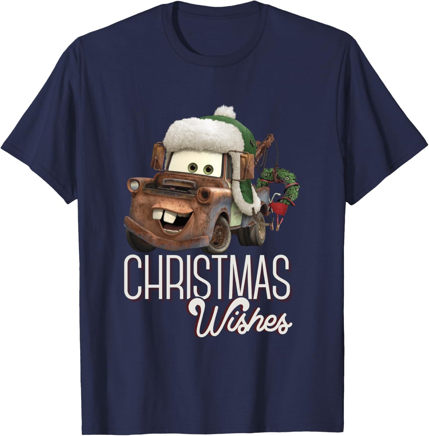 Disney Pixar Cars Tow Mater Christmas Wishes Portrait T-Shirt - T-Shirt | Navy