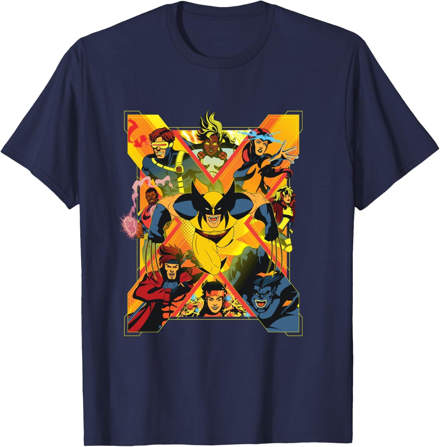 Marvel Studios X-Men ’97 Wolverine and Team X-Logo T-Shirt - T-Shirt | Navy