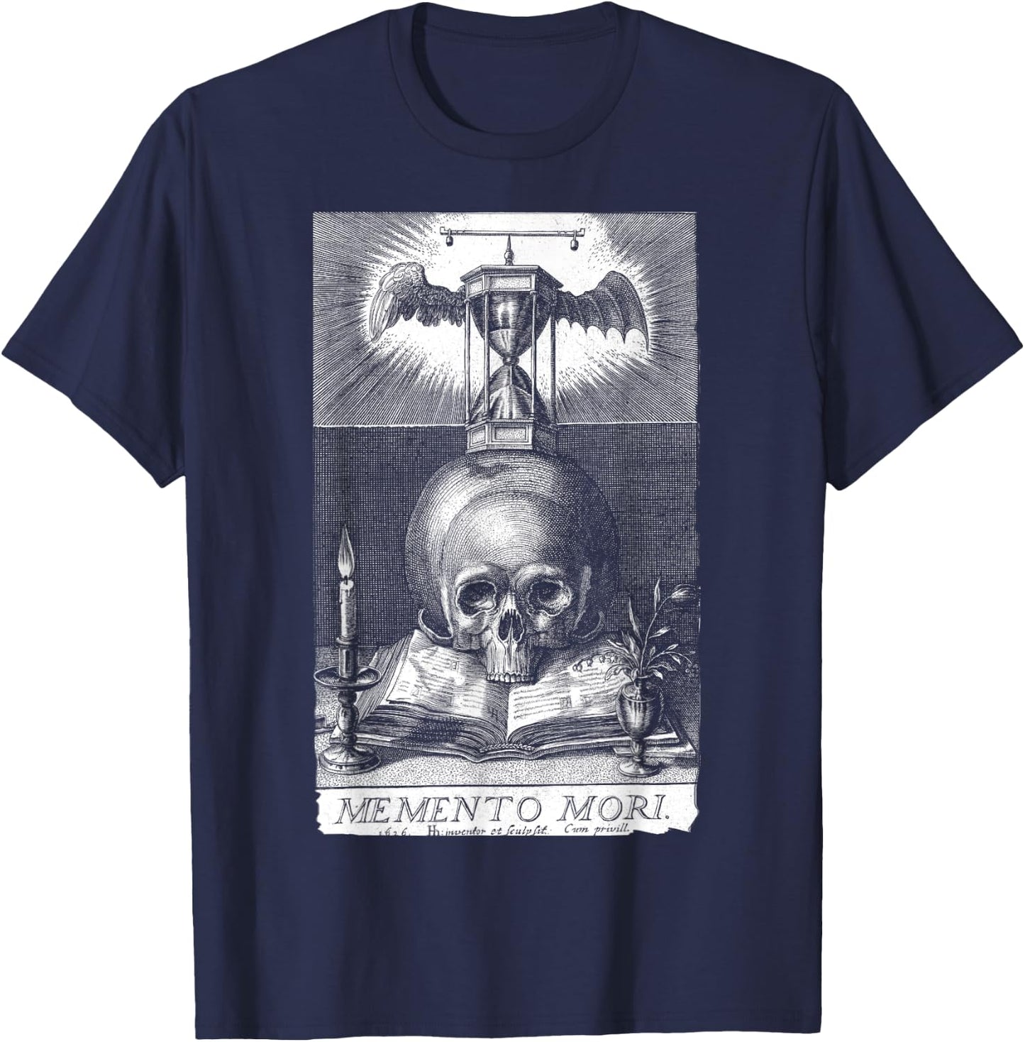 Memento Mori Stoicism Philosophy Philosopher Memento Mori Small T-Shirt - T-Shirt | Navy