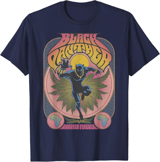 Marvel Black Panther Vintage 70's Poster Style T-Shirt - T-Shirt | Navy